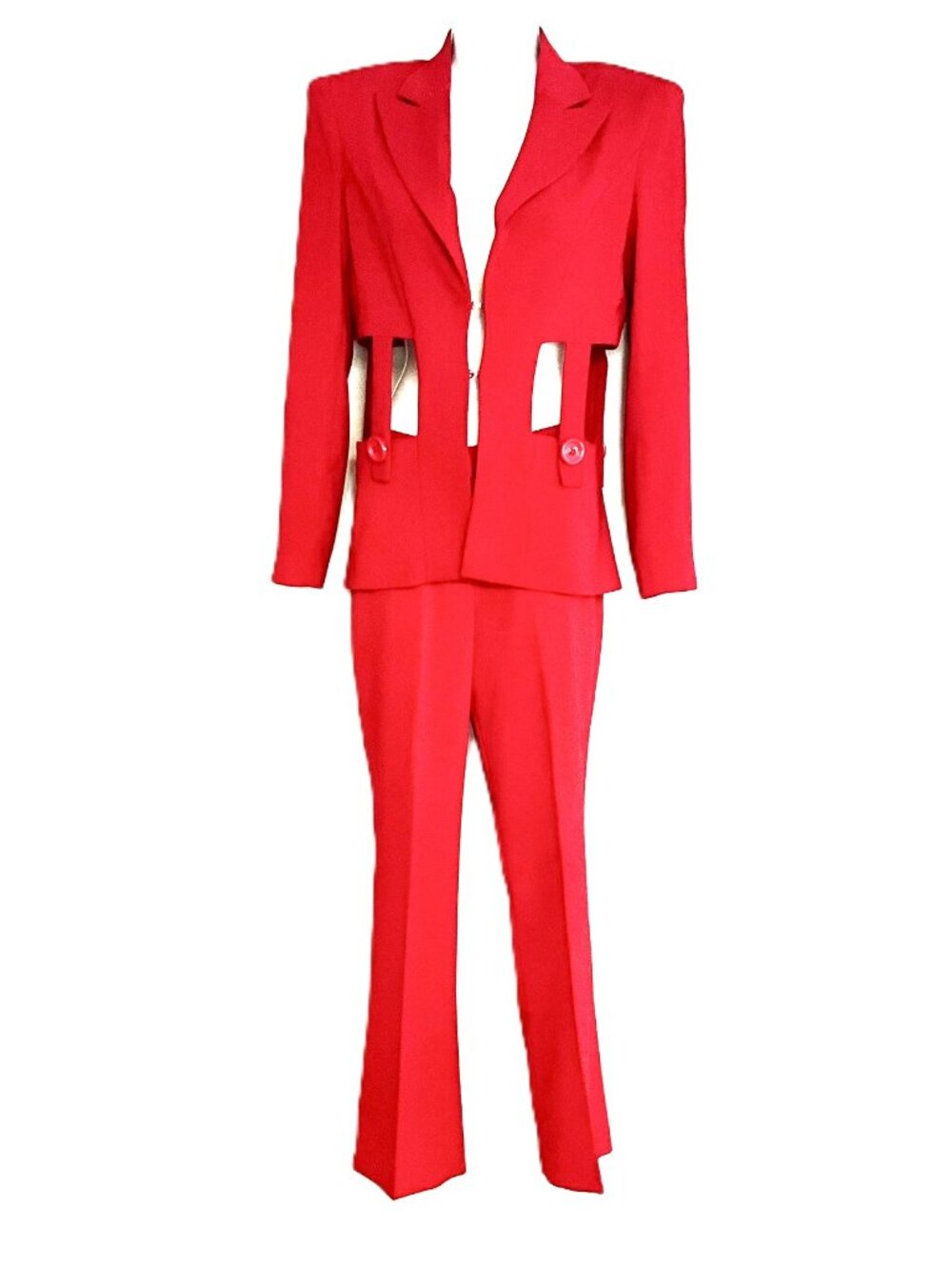Les Bourdelles Des Garcons Red Avant-Garde Cutout Blazer&Pants Suit Set IT42